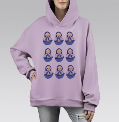 Моя радость, Hoodie Mono Fiolet, оверсайз, утепленная