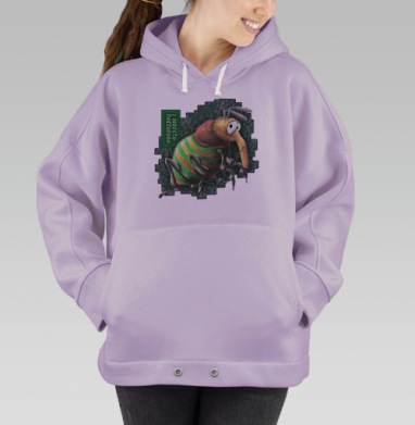 Мультяшное насекомое в полосатой кофте – забавный персонаж, Hoodie Oversize Fiolet