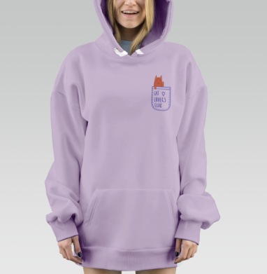 Мультяшный кот из кармана для любителей кошек, Hoodie Mjhigh Dig Mel, Fiolet, утепленная