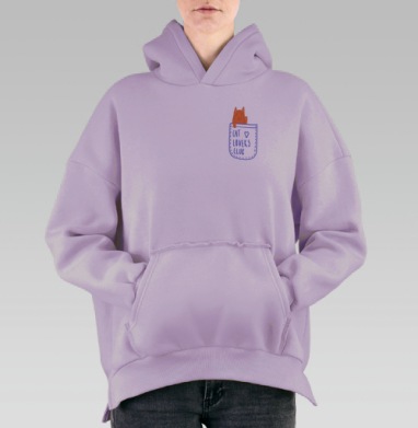 Мультяшный кот из кармана для любителей кошек, Hoodie Oversize Fiolet, утепленная