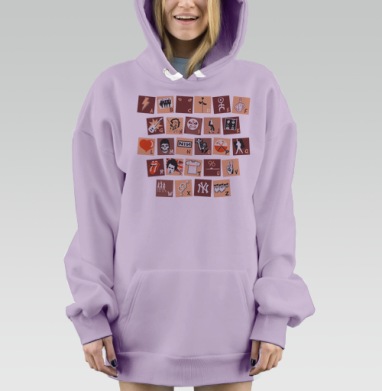 Музыкальный алфавит рок и поп легенды культовости, Hoodie Mjhigh Dig Mel, Fiolet, утепленная