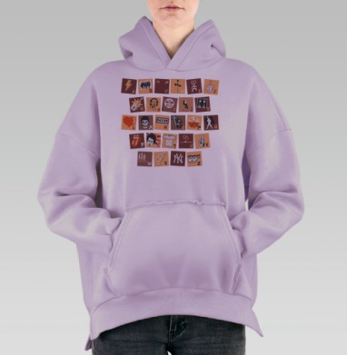 Музыкальный алфавит рок и поп легенды культовости, Hoodie Oversize Fiolet, утепленная