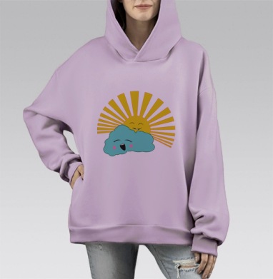 на седьмом небе, Hoodie Mono Fiolet, оверсайз, утепленная