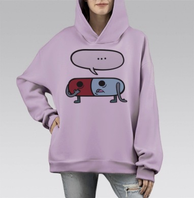 Недоумевающая пилюля, Hoodie Mono Fiolet, оверсайз, утепленная