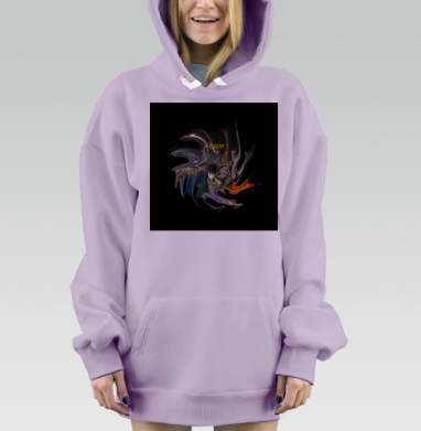 Ночной город Сингапур абстракция черная дыра, Hoodie Mjhigh Dig Mel, Fiolet, утепленная