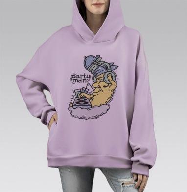 Ночной тусовщик, Hoodie Mono Fiolet, оверсайз, утепленная