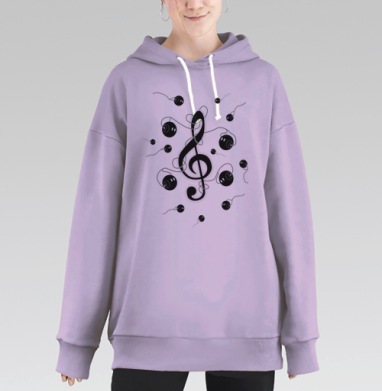 Note / Нота, Hoodie Long Oversize Fiolet