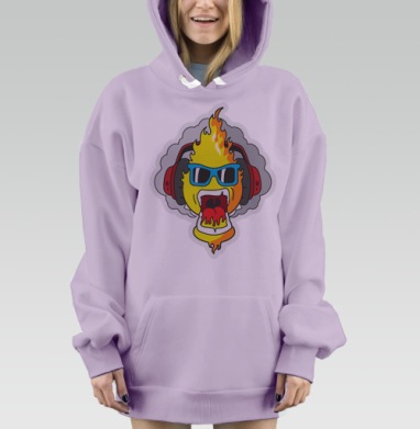 Огненный персонаж в наушниках – энергия и драйв, Hoodie Mjhigh Dig Mel, Fiolet, утепленная