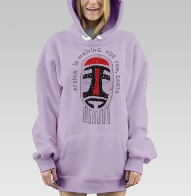 Оригинальная контрастная графическая африканская маска санта, Hoodie Mjhigh Dig Mel, Fiolet, утепленная
