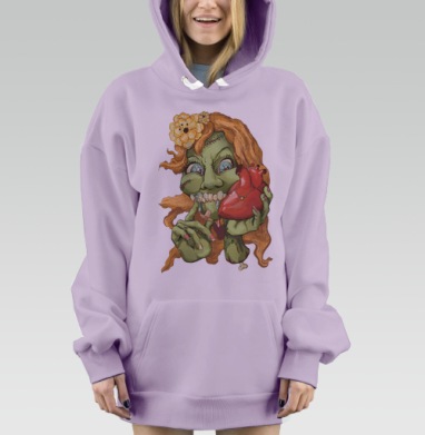 Оригинальный арт-принт с зомби-девушкой и сердцем, Hoodie Mjhigh Dig Mel, Fiolet, утепленная