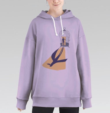 Освобождение и трансформация через сияющий выход из клетки, Hoodie Long Oversize Fiolet