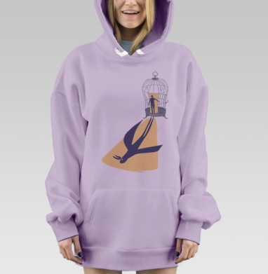 Освобождение и трансформация через сияющий выход из клетки, Hoodie Mjhigh Dig Mel, Fiolet, утепленная