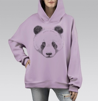 Panda / Панда, Hoodie Mono Fiolet, оверсайз, утепленная