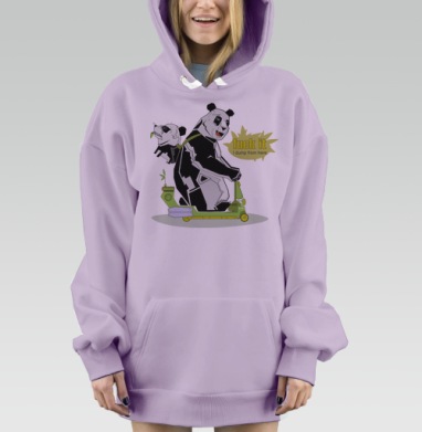 Панда на самокате с ироничной надписью, Hoodie Mjhigh Dig Mel, Fiolet, утепленная