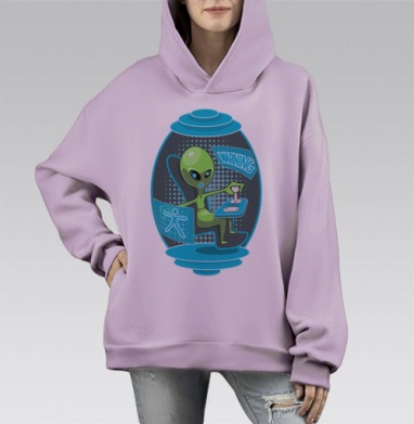 Переносчик инопланетянина, Hoodie Mono Fiolet, оверсайз, утепленная