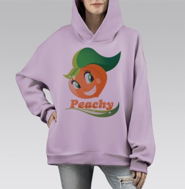 Персик, Hoodie Mono Fiolet, оверсайз, утепленная
