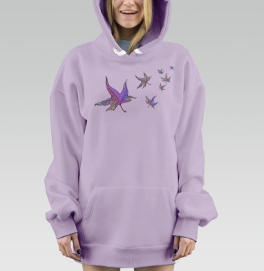 пестрые листья, Hoodie Mjhigh Dig Mel, Fiolet, утепленная