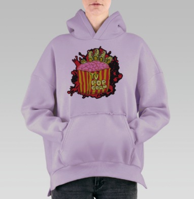 поп корн, Hoodie Oversize Fiolet, утепленная