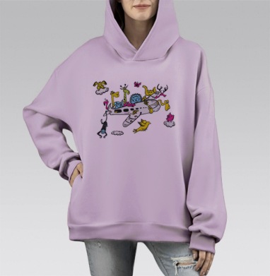 Позитивный trip, Hoodie Mono Fiolet, оверсайз, утепленная