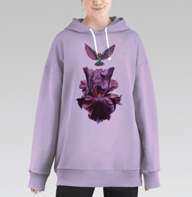 print_Pole copy, Hoodie Long Oversize Fiolet