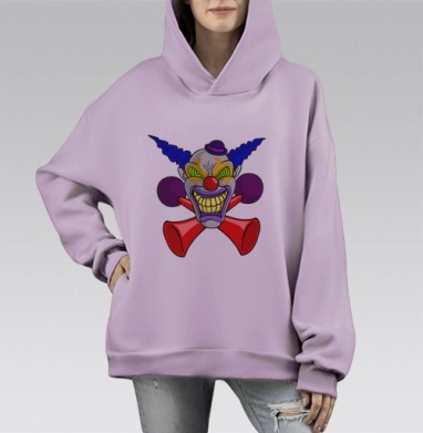 psychedelic Clown / Психоделический клоун, Hoodie Mono Fiolet, оверсайз, утепленная
