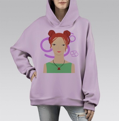 Рак, Hoodie Mono Fiolet, оверсайз, утепленная