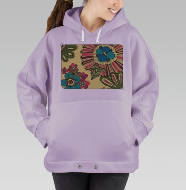 Растительный принт, Hoodie Oversize Fiolet