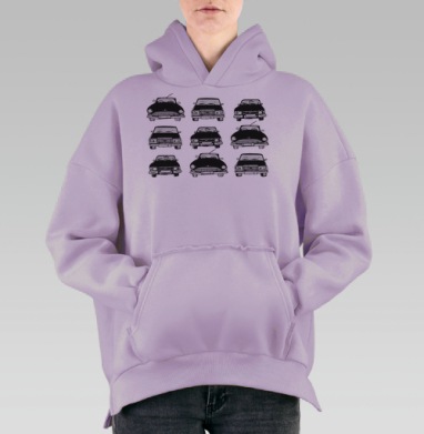 Ретро Авто, Hoodie Oversize Fiolet, утепленная