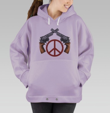 Револьверы и символ мира в контрасте, Hoodie Oversize Fiolet