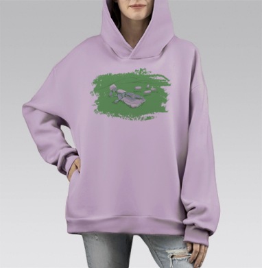 Робот пасет батарейки, Hoodie Mono Fiolet, оверсайз, утепленная
