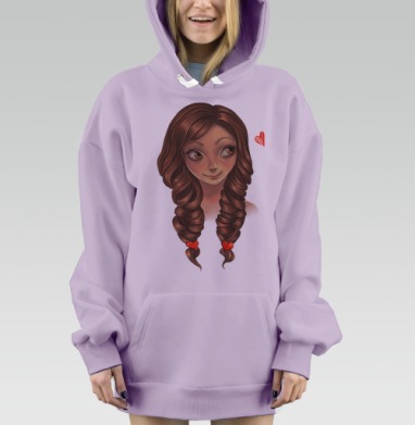 Романтичная девушка, Hoodie Mjhigh Dig Mel, Fiolet, утепленная