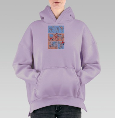 Романтичный комикс о роботах и цифровых чувствах люблю Reddit навсегда, Hoodie Oversize Fiolet, утепленная