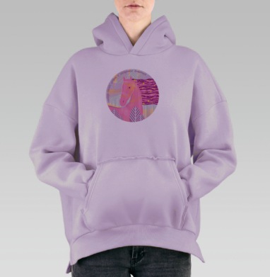 Розовая лошадь, Hoodie Oversize Fiolet, утепленная
