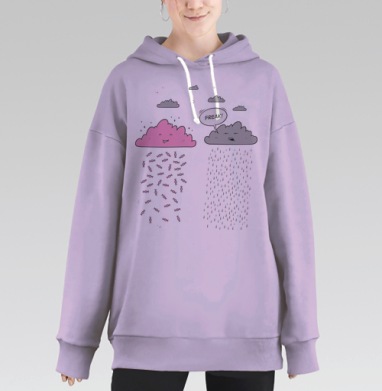 Розовое облако радости и серый дождь иронии, Hoodie Long Oversize Fiolet