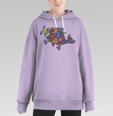 Рыба-самолет биомеханический фантазия полет, Hoodie Long Oversize Fiolet