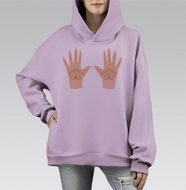 Руки с хной, Hoodie Mono Fiolet, оверсайз, утепленная
