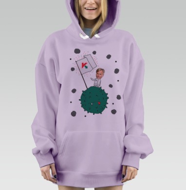 Сатиричный коллаж с Такером Карлсоном и вирусом, Hoodie Mjhigh Dig Mel, Fiolet, утепленная