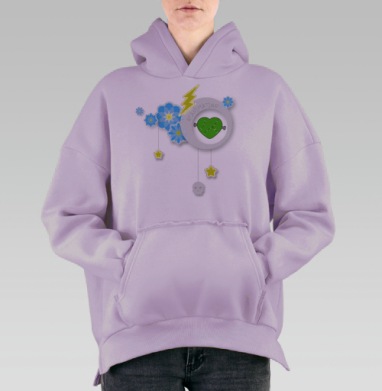 Сердце-Франкенштейн, Hoodie Oversize Fiolet, утепленная