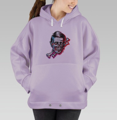 Серый череп с костями и красно-голубыми акцентами, Hoodie Oversize Fiolet
