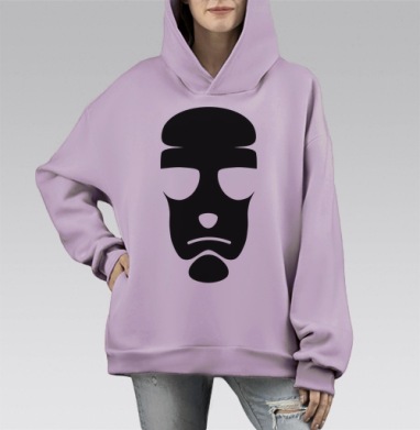 Shadow Face / Теневое лицо, Hoodie Mono Fiolet, оверсайз, утепленная