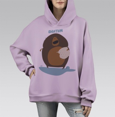 SHATUN / ШАТУН, Hoodie Mono Fiolet, оверсайз, утепленная