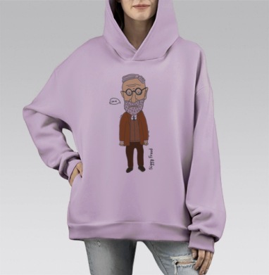 Sigmund Siggy Freud / Зигмунд Сигги Фрейд, Hoodie Mono Fiolet, оверсайз, утепленная