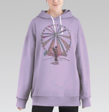 Силуэт у яркого колеса обозрения с растениями, Hoodie Long Oversize Fiolet