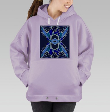 Синий геометрический абстрактный узор синих тонов, Hoodie Oversize Fiolet