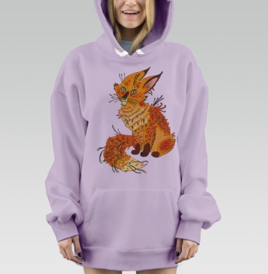 Сказочная лиса в психоделическом стиле, Hoodie Mjhigh Dig Mel, Fiolet, утепленная
