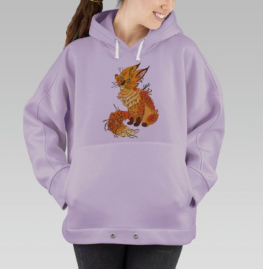 Сказочная лиса в психоделическом стиле, Hoodie Oversize Fiolet