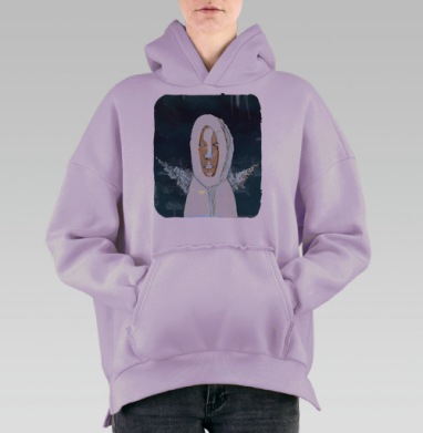 Слияние человека и природы в северном стиле FúSn, Hoodie Oversize Fiolet, утепленная