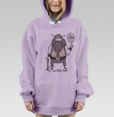 Смешной мультяшный викинг с шариком и топором, Hoodie Mjhigh Dig Mel, Fiolet, утепленная