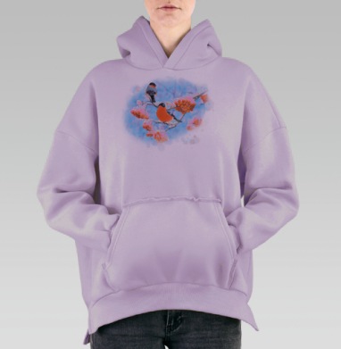 Снегири, Hoodie Oversize Fiolet, утепленная