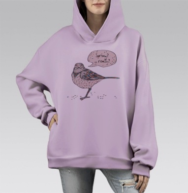 Spring bird / Весенняя птичка, Hoodie Mono Fiolet, оверсайз, утепленная